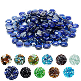 Skyflame Royal Cobalt Blue fire glass beads closeup showing vibrant color and finish.