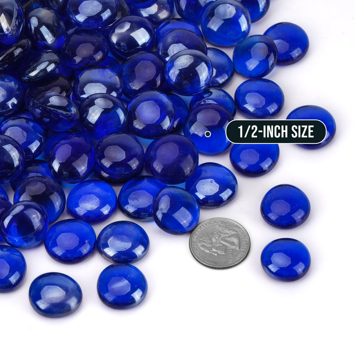 Skyflame Royal Cobalt Blue beads in a fire pit deliver dramatic, long-lasting glow.