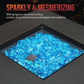 Skyflame smokeless and odorless fire glass in aqua blue for clean ambiance