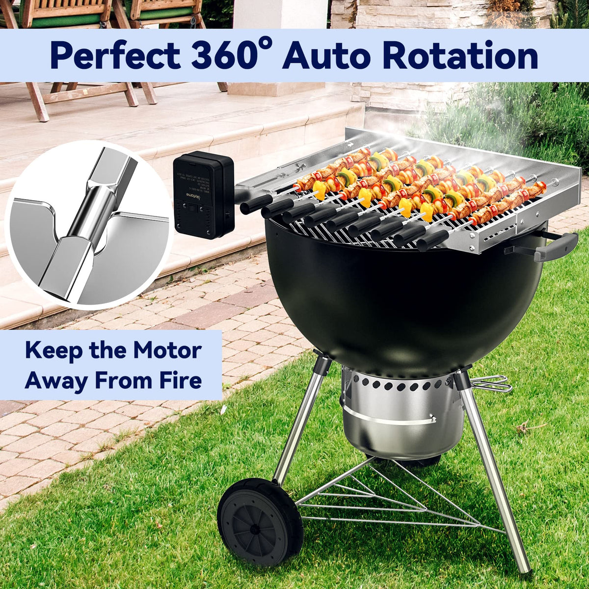 Skyflame stainless steel skewers with polished edges for safe handling.