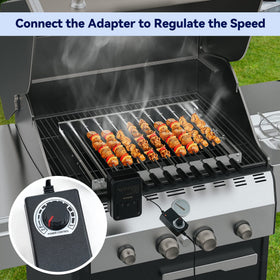 Skyflame three power options support on-the-go skewering anywhere.