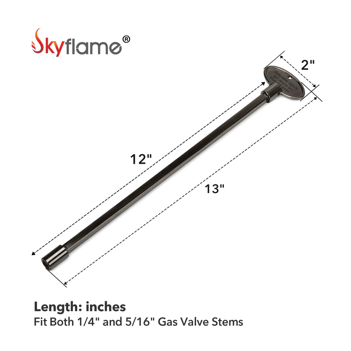 Skyflame gas valve key close-up highlighting oval end for precision