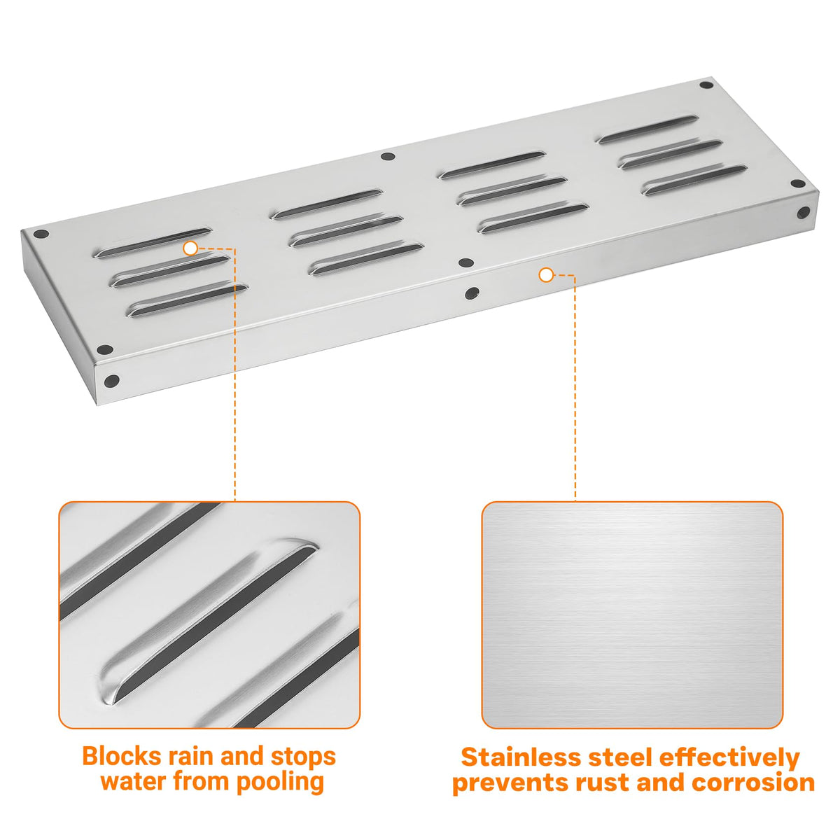 Skyflame venting panel ships with pre-drilled holes for easy install