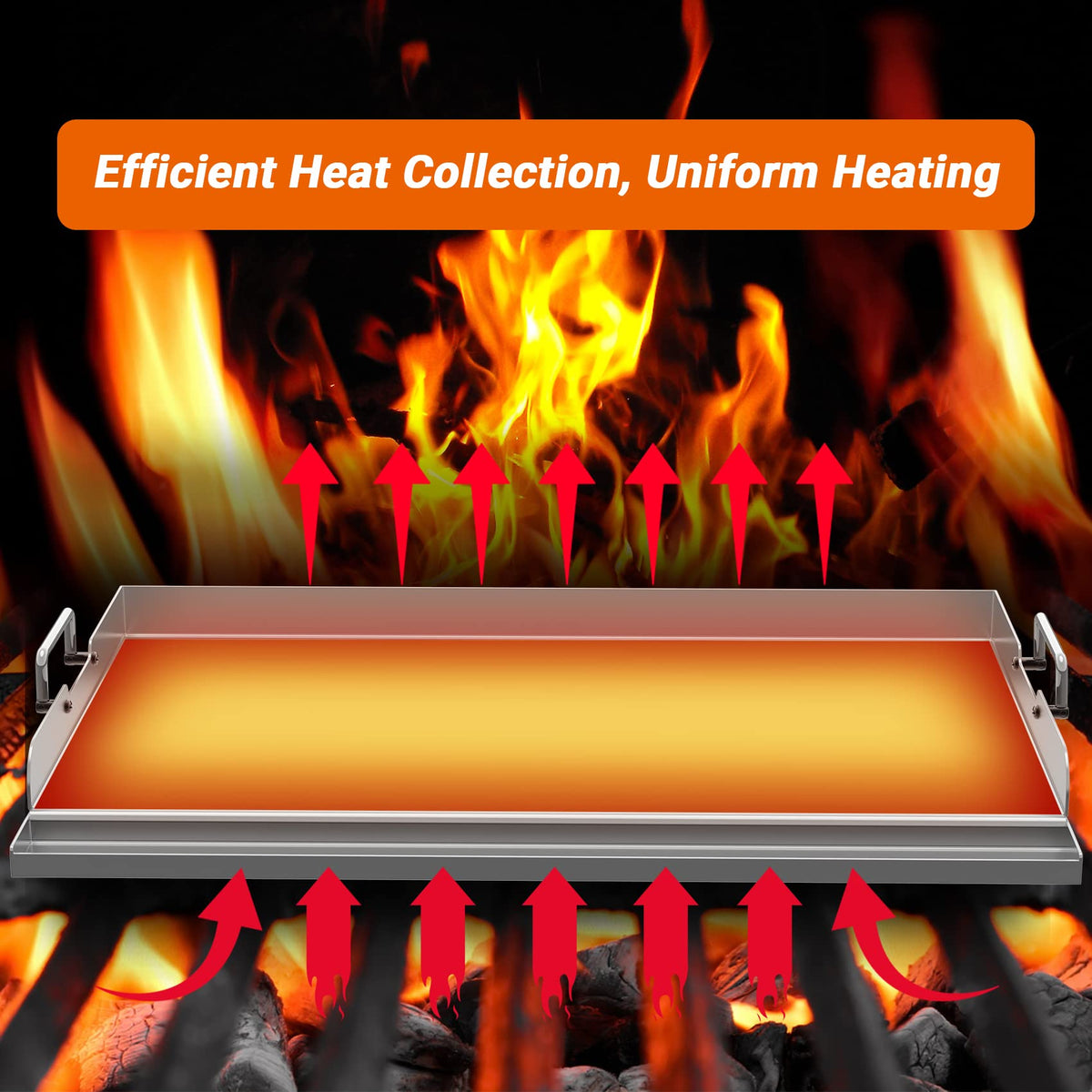 Skyflame x-shaped back bracing provides even heat distribution across the surface.