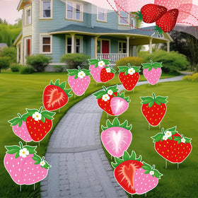 Skyygemm strawberry party decor, perfect for patios and porches during outdoor gatherings.