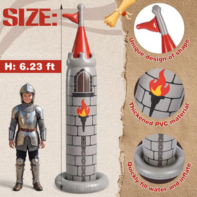 Skylety knight-tower castle detail adds playful charm to celebrations