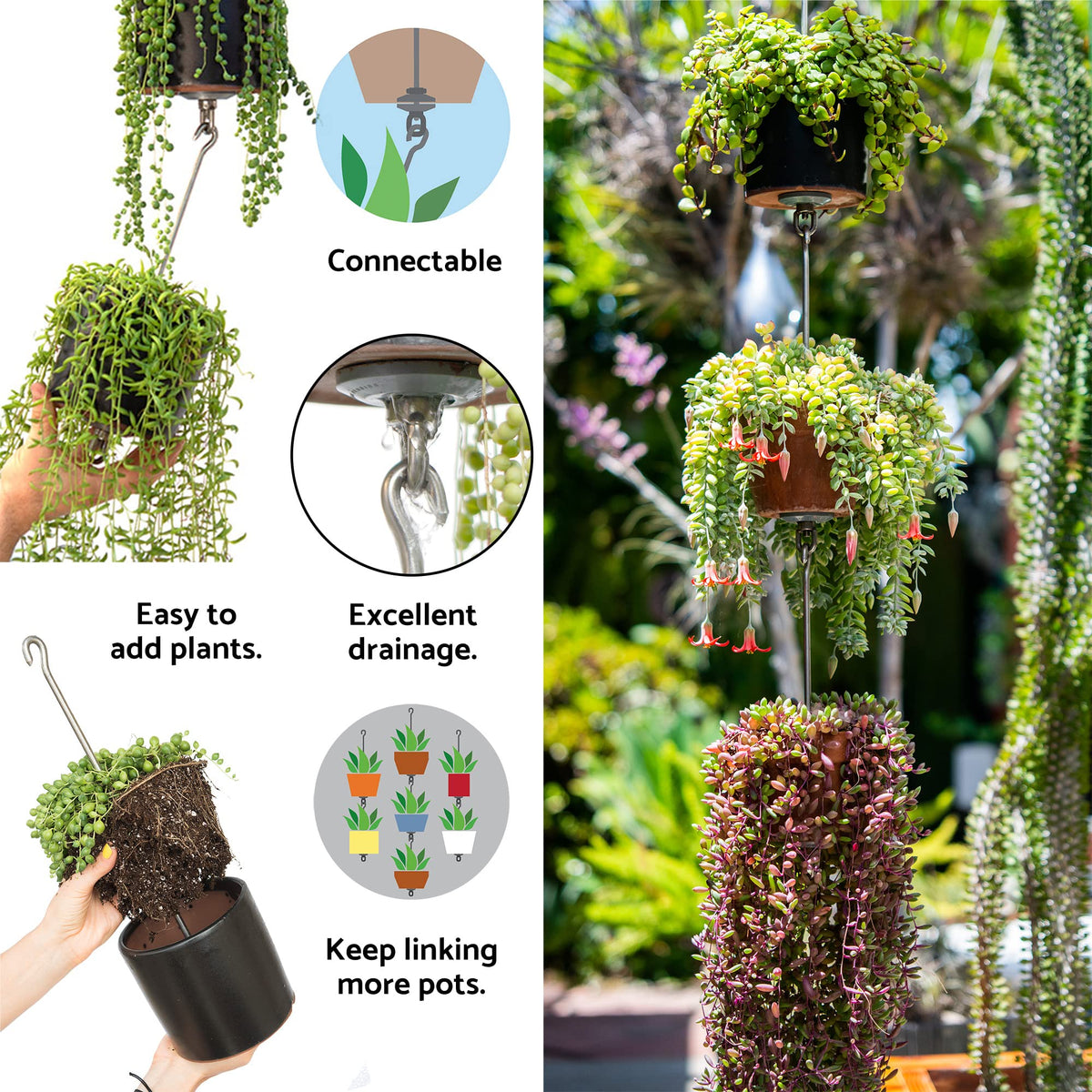 SkyPots 12-inch hanging chain supports pot suspension