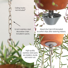 SkyPots stainless steel rods and chain install durability