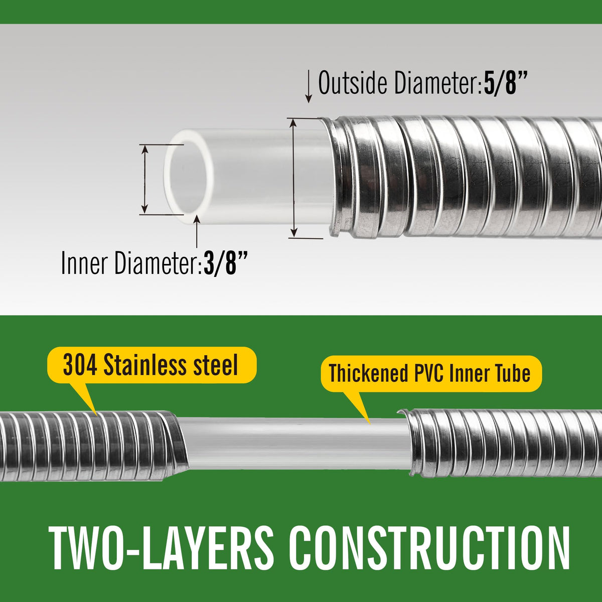 Skyward hose with larger outlet supports higher water flow for watering.