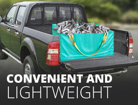Skywin TidyFriend bag shown beside a truck for efficient debris hauling