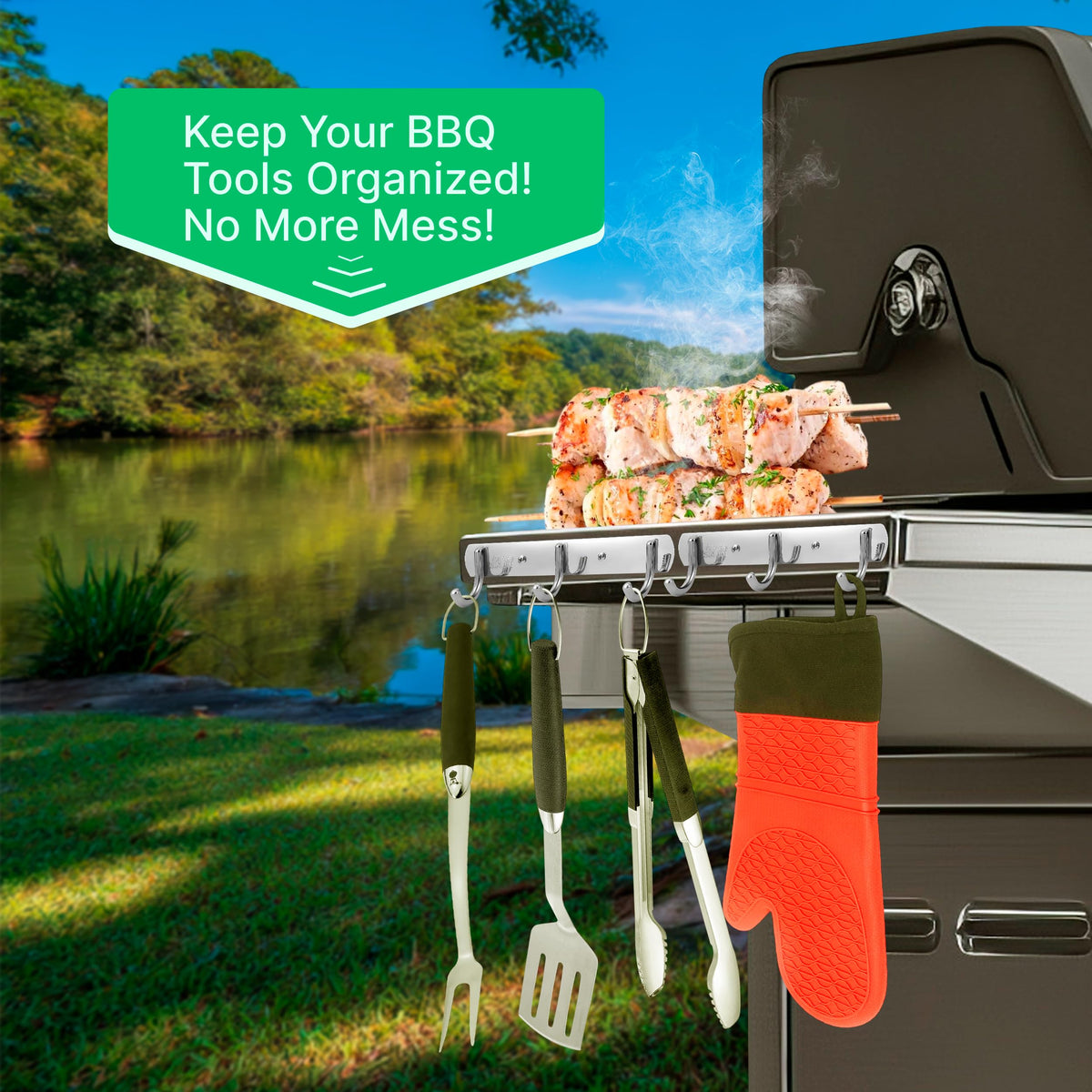 Skywin heavy-duty utensil rack provides durable storage for multiple tools.