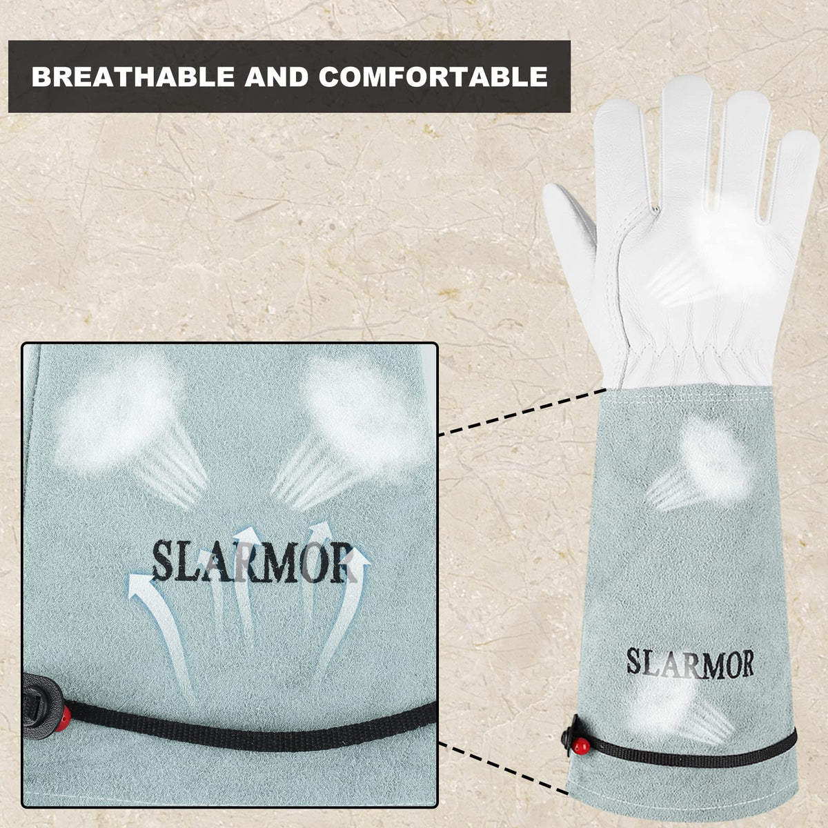 SLARMOR breathable, comfortable leather gloves reduce fatigue during pruning.