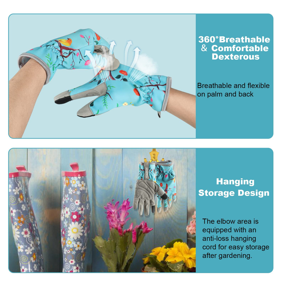 SLARMOR gardening gloves feature touch screen capability to use your phone without removal.