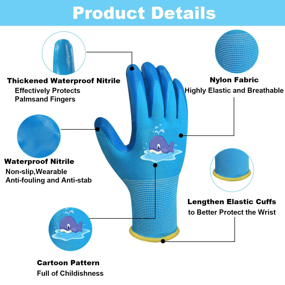 SLARMOR kids gloves with anti-slip latex palm for better grip.