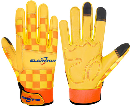 SLARMOR Leather-Gardening Gloves for Women show durable microfiber leather for abrasion resistance during gardening