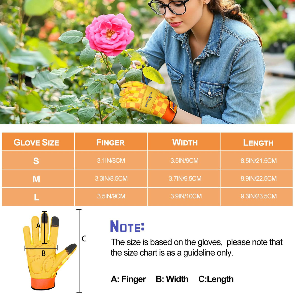 SLARMOR Leather-Gardening Gloves for Women elastic wrist fit keeps dust out