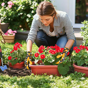 Gloves with hanging cord for easy storage after gardening