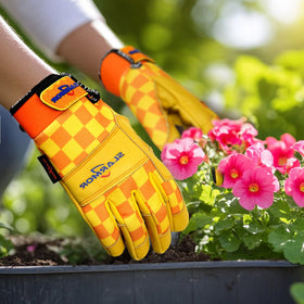 SLARMOR Leather-Gardening Gloves for Women touch-screen thumbs enable phone use