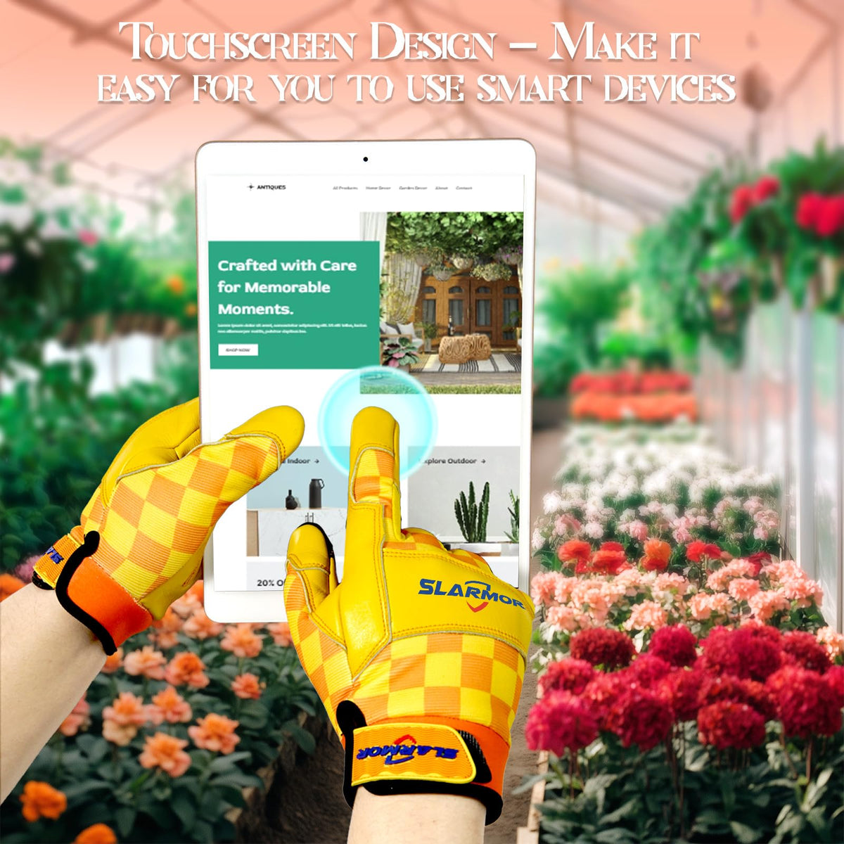 SLARMOR Leather-Gardening Gloves for Women tulip design adds decorative protection and visibility