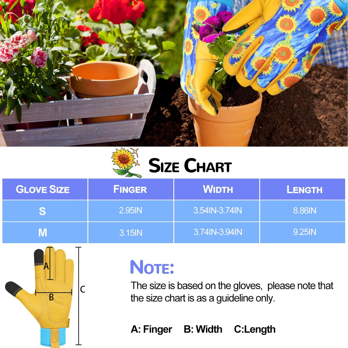 Tulips design on back adds style and stable hand protection