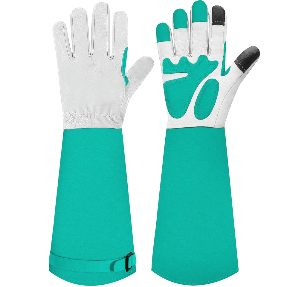SLARMOR long gardening gloves with elbow gauntlet protect forearms during thorny pruning