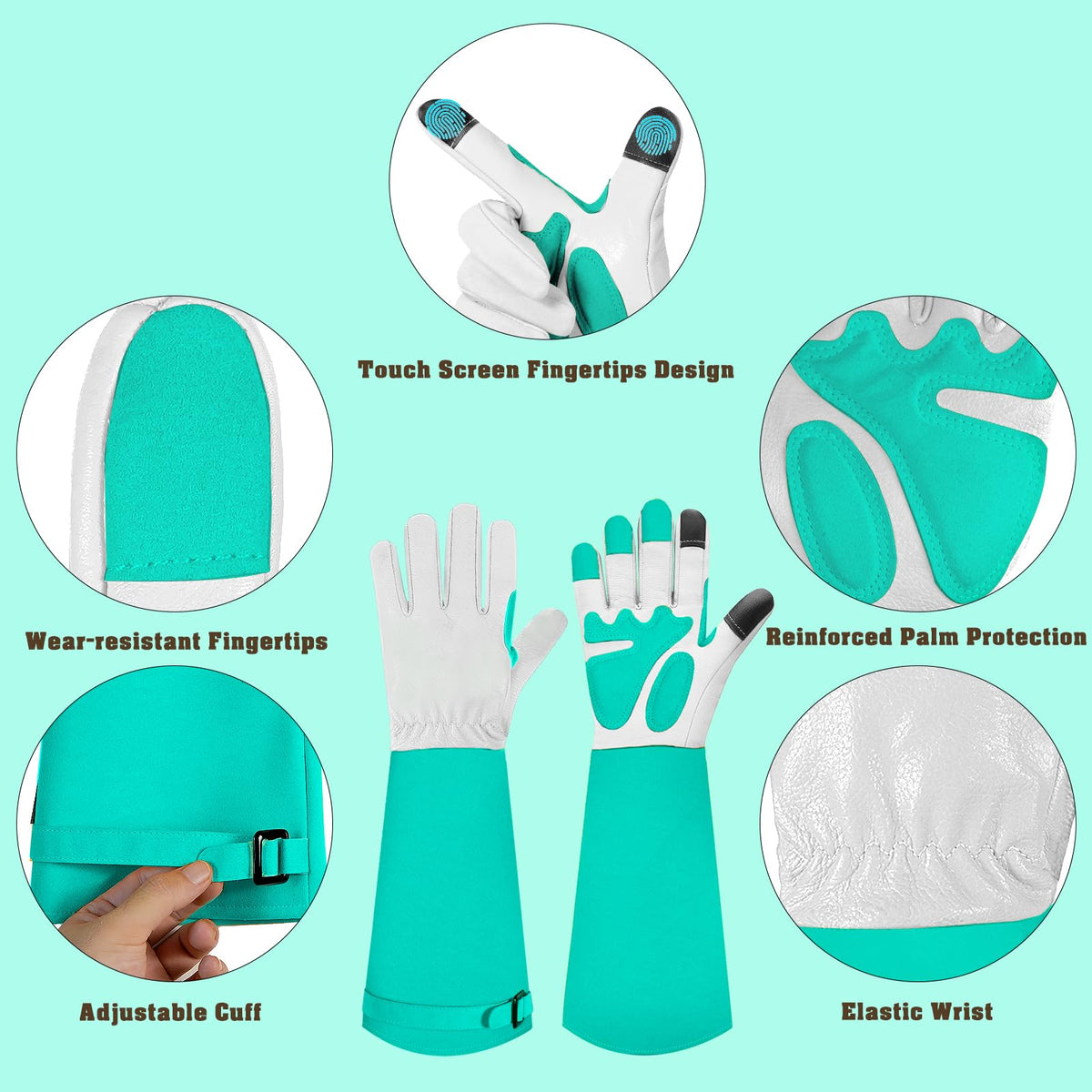 SLARMOR gloves show puncture-resistant palm for thorny plant handling.