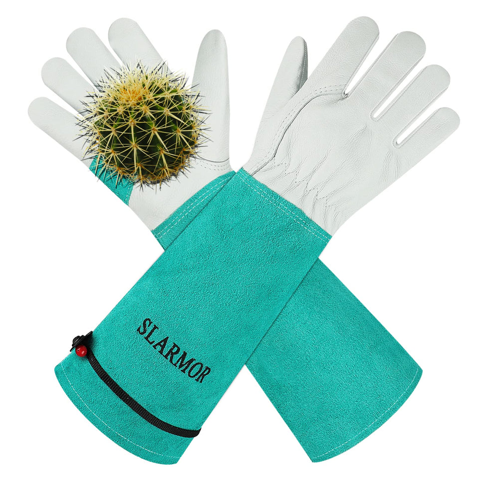 SLARMOR long gardening gloves protect hands during thorn pruning