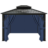 slashome 10x12 Gazebo Curtains Navy Waterproof - 4 Panels with Sidewalls (Universal Replacement)