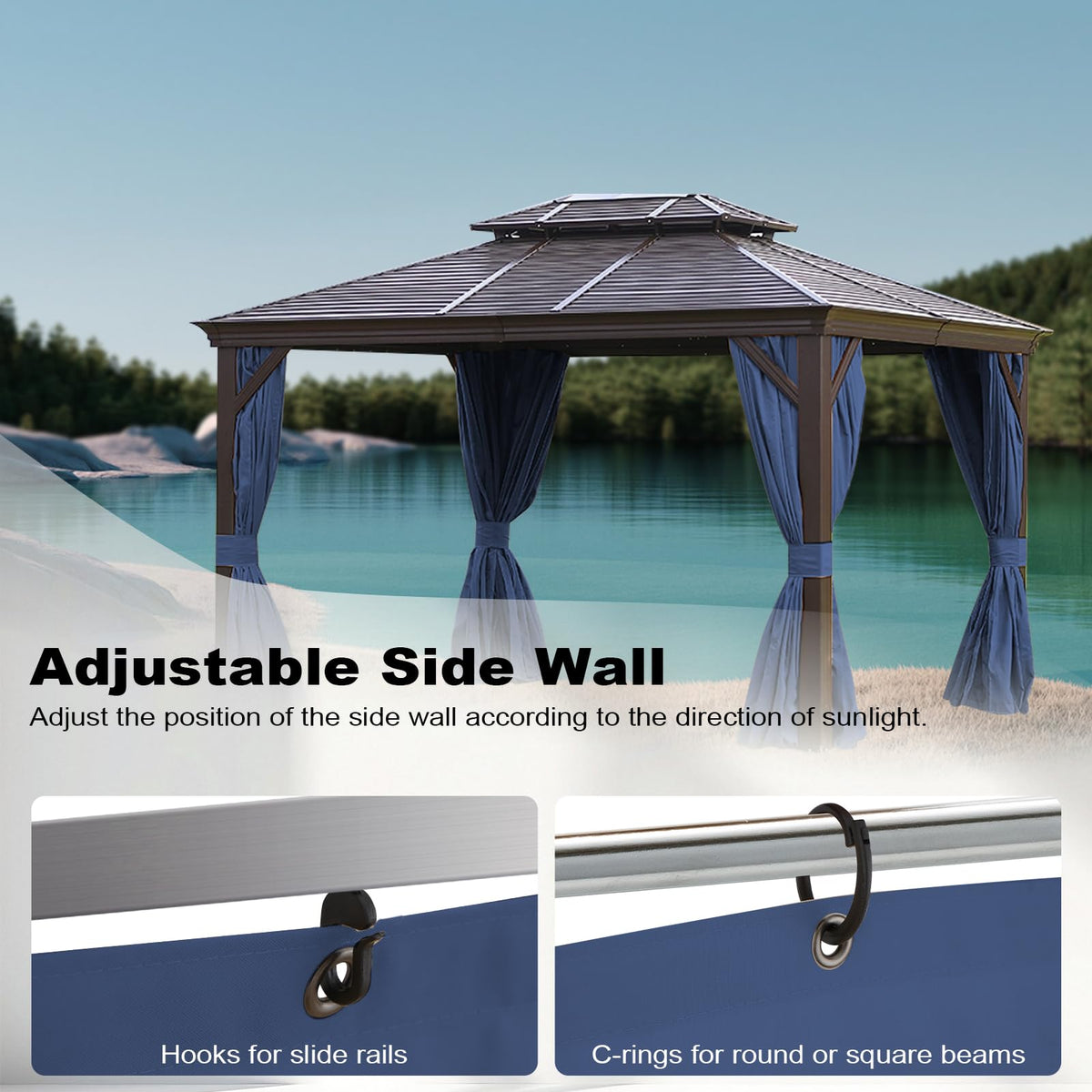 Slashome gazebo curtains 4-panel package includes rings and instruction for convenient replacement.