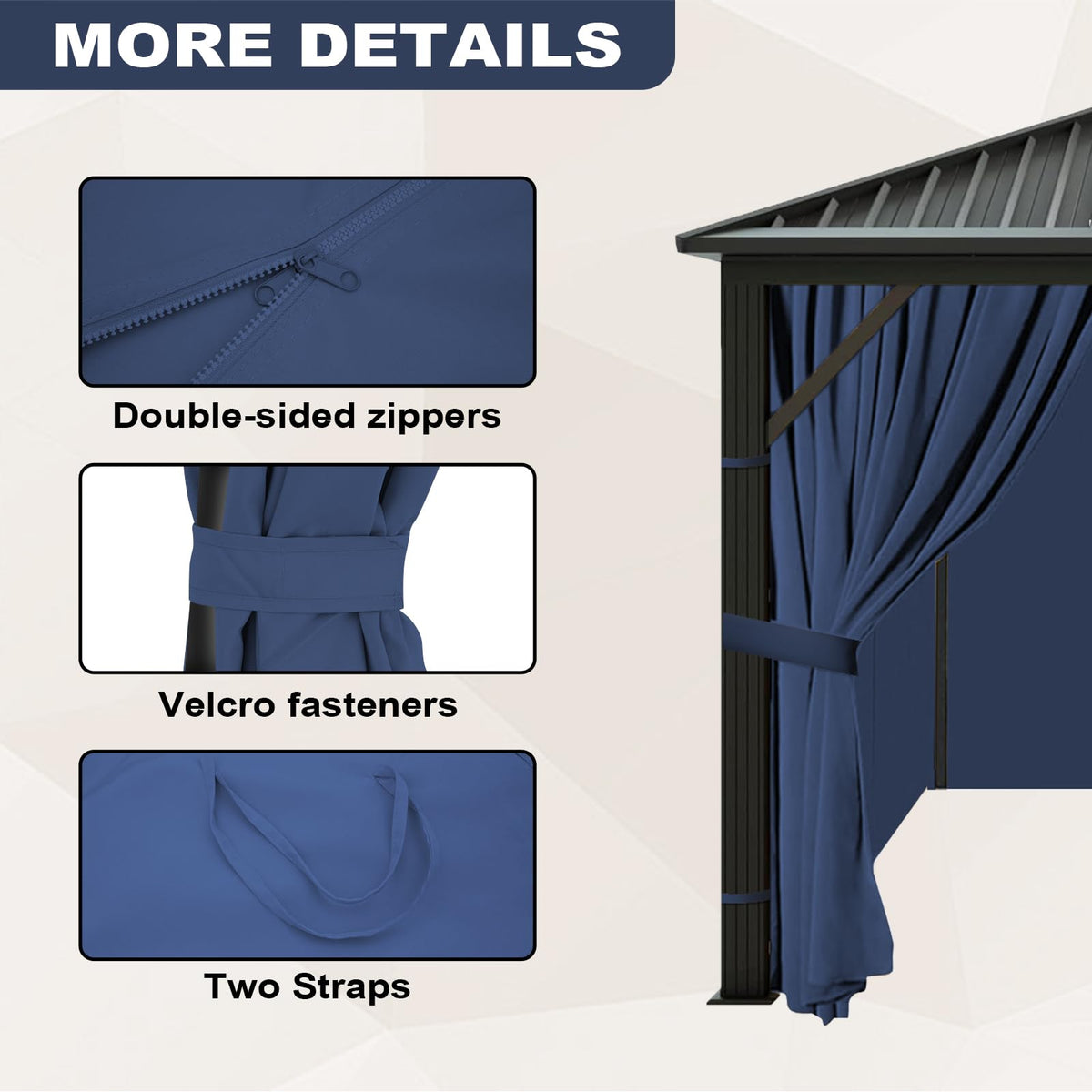 Slashome gazebo curtains easy-install hooks rings for quick setup.
