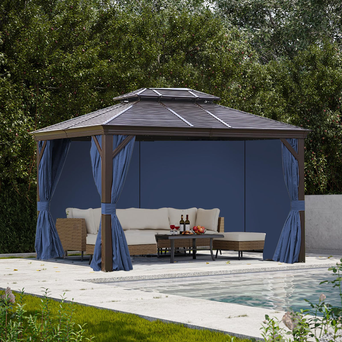 Slashome gazebo curtains outdoor-use durable fabric designed for long-lasting gazebo coverage.