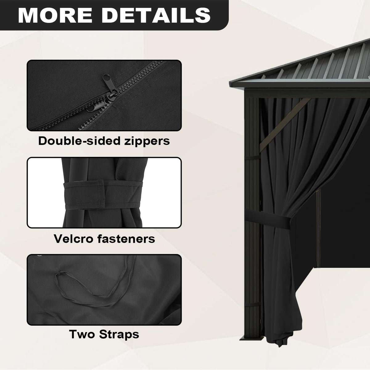 Slashome sidewalls with zipper provide easy access and privacy