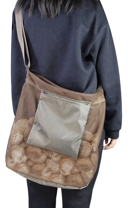 SLDHR mushroom hunting bag with mesh mouth for easy filling and delicate handling