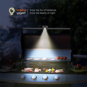 Slease LED beam provides bright illumination across the grill surface for accurate doneness.