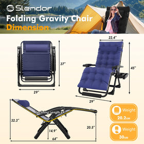 Slendor oversized zero gravity chair blue folded demonstrates compact portability for travel and storage.