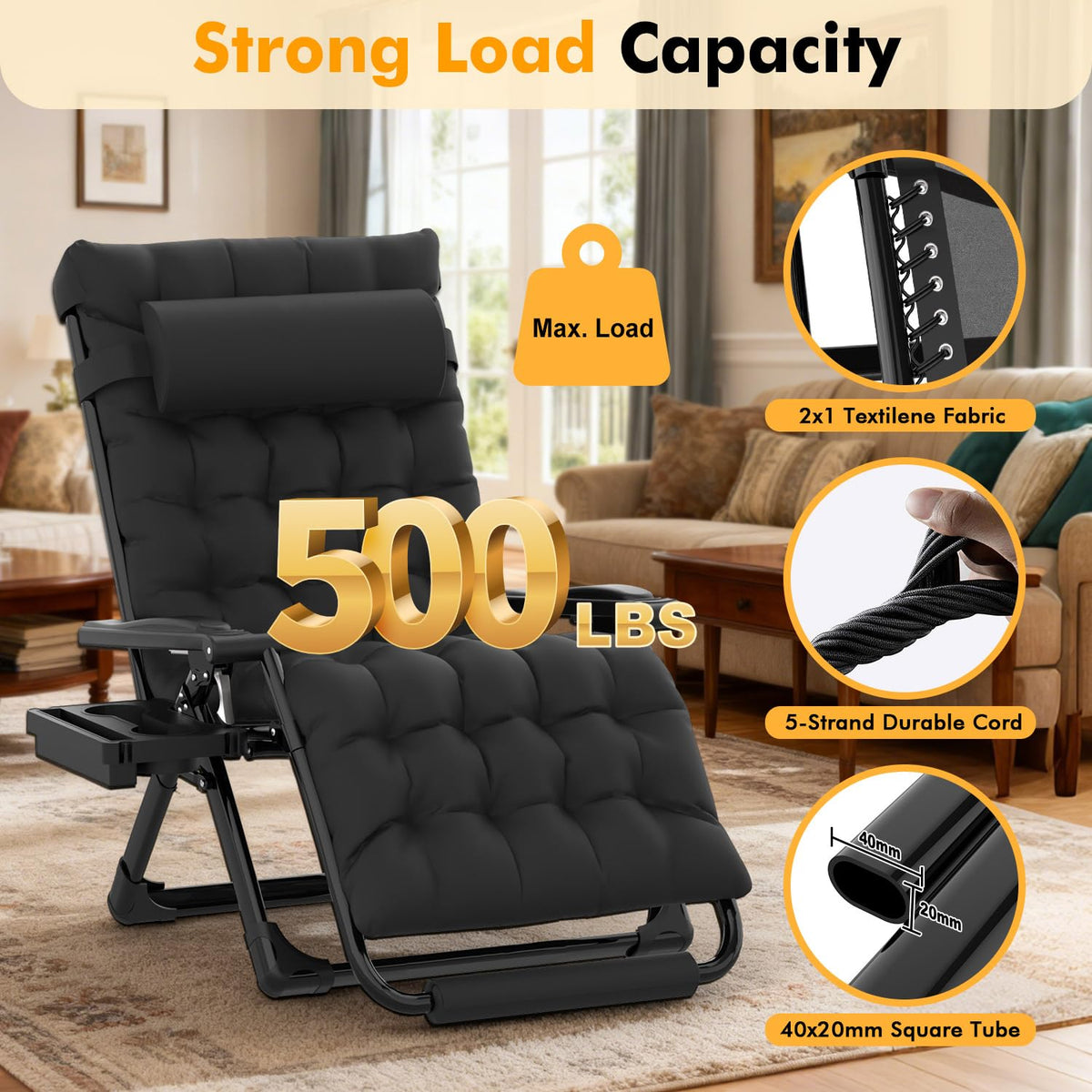 Slendor zero gravity chair cup holder tray keeps drinks within reach