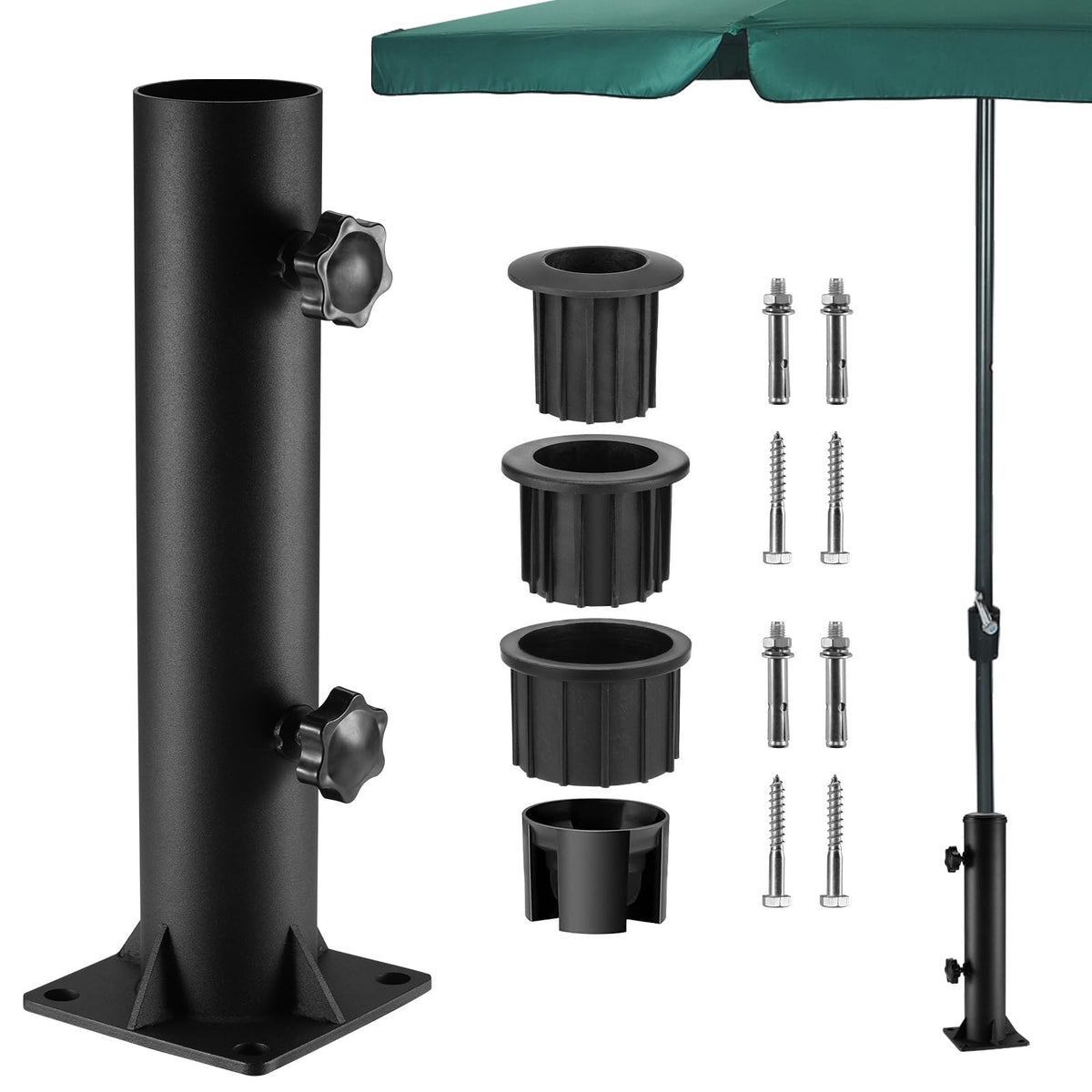 SLIIMU deck umbrella mount outdoor providing stable shade on breezy patios.