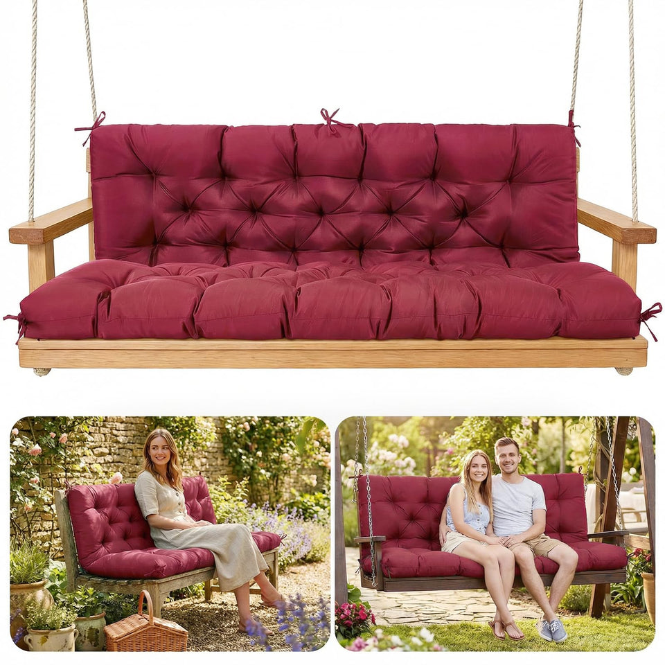 SLIMSTY porch swing cushion 60x40x4.7-inch for roomy 2–3 seating on outdoor benches