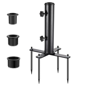 SLIIMU umbrella stand anchor installed on grass for stable beach shade