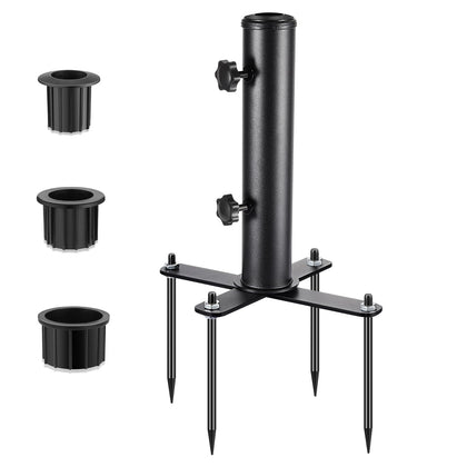 SLIIMU umbrella stand anchor installed on grass for stable beach shade