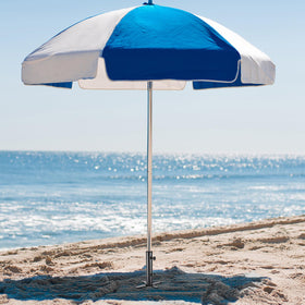 SLIIMU umbrella stand anchor in lawn shows turf-friendly base