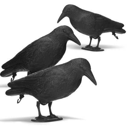 Sliner crow decoy 3-pack with stand or hang option adds natural yard presence.