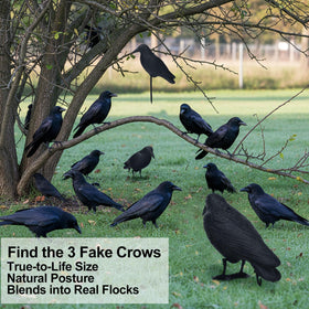 Sliner crow decoy enhances garden and yard decoration with rustic charm.