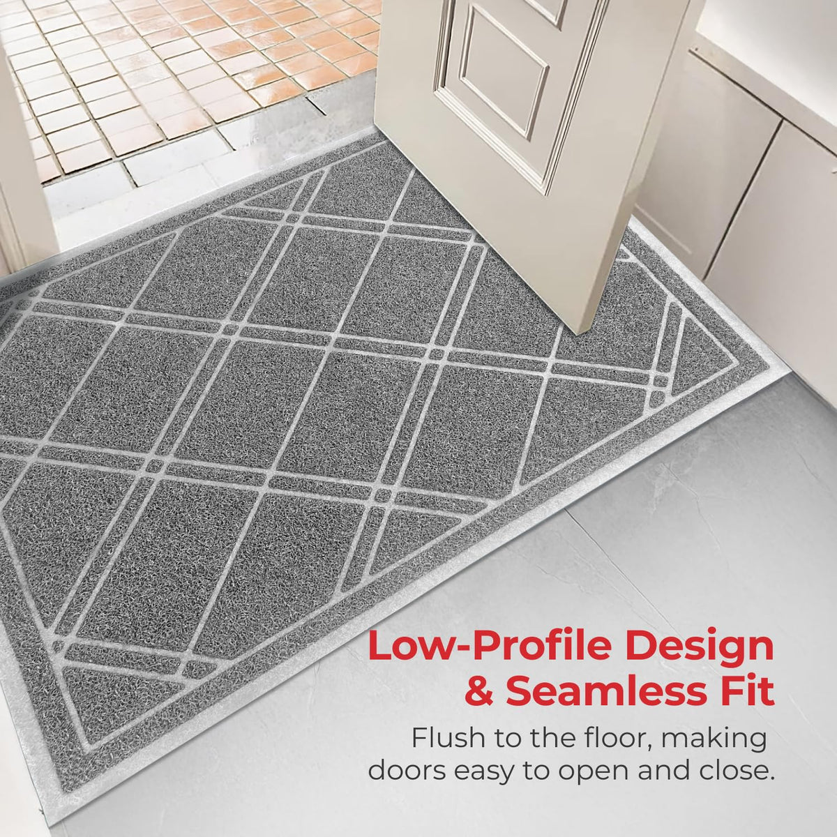 SlipToGrip indoor-outdoor mat suits porches, garages, and entryways.