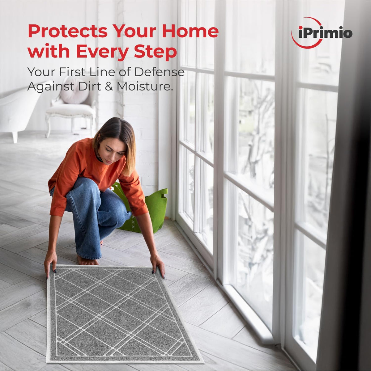SlipToGrip mat with non-slip back stays in place on tile, wood, or concrete.