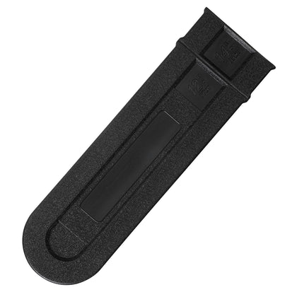 Sliverdew chainsaw bar cover close-up in black protecting the bar from scratches.