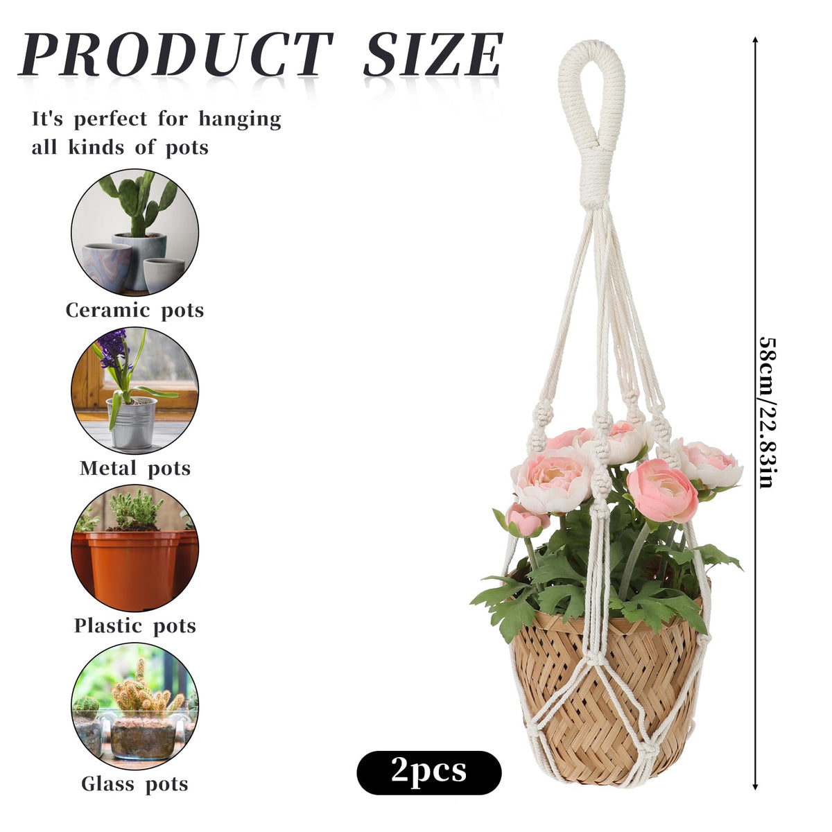 Sliverdew macrame hanger holding a plant pot for elevated style