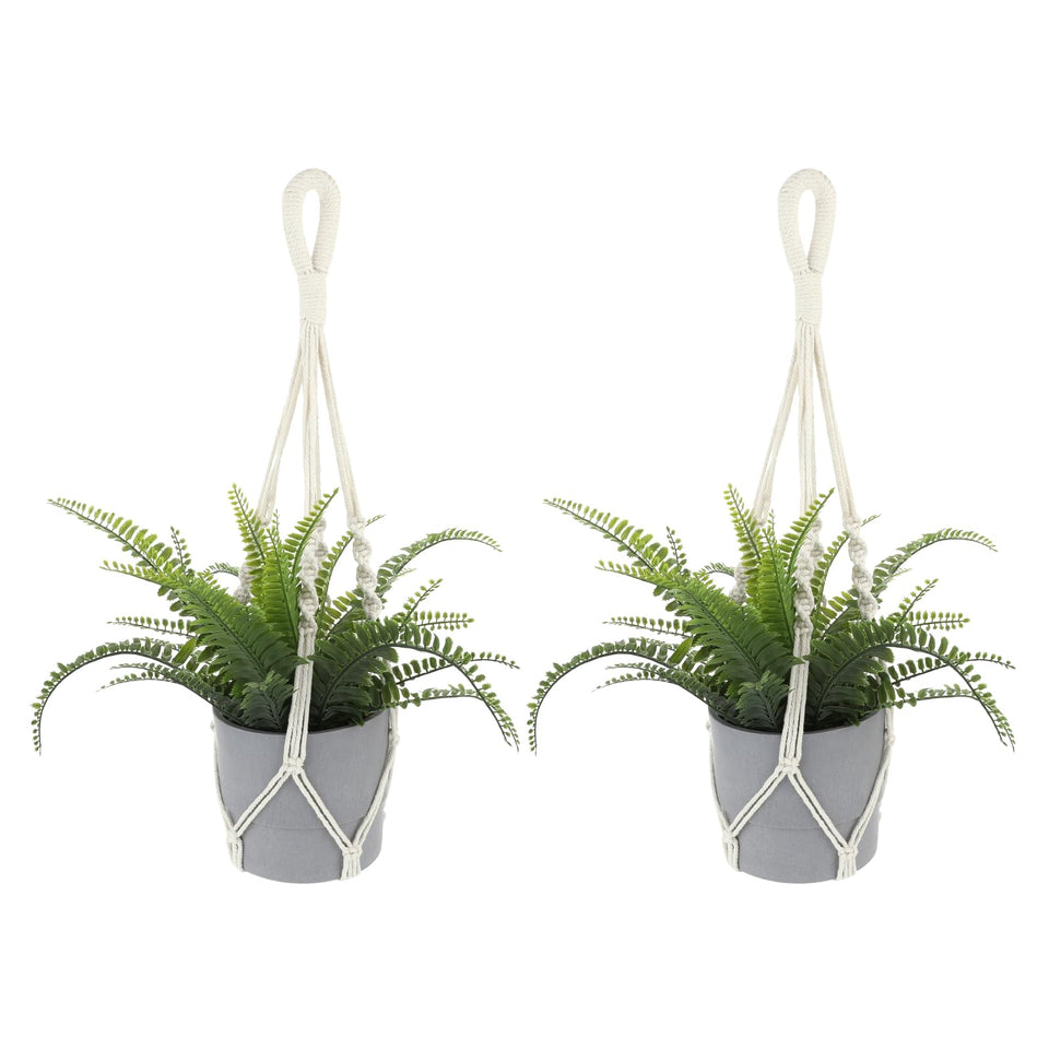 Sliverdew macrame indoor hanger close-up in cotton rope for chic plant display