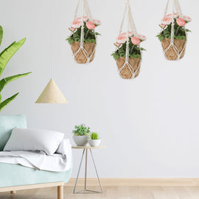Sliverdew macrame hanger on patio for outdoor greenery