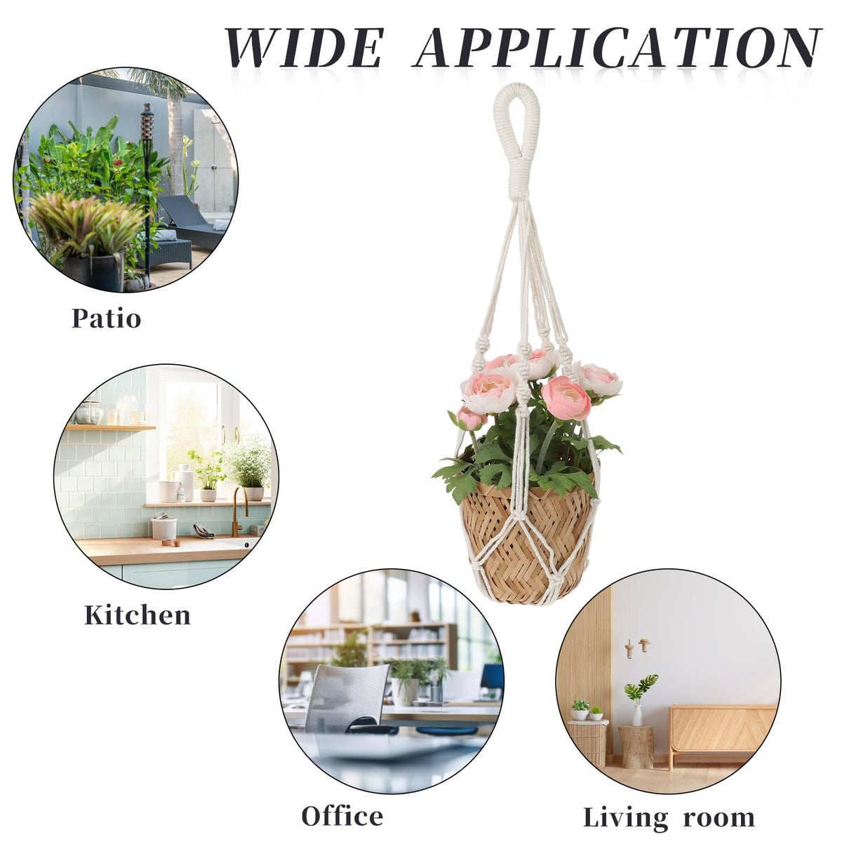 Sliverdew macrame hanger in window display with boho decor